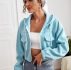 Fake Pocket Drawstring Thermal Lined Zip-up Hooded Jacket
