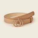 Faux Leather Double O-Ring Buckle Belt