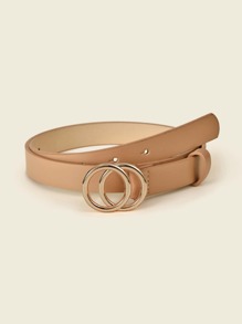 Faux Leather Double O-Ring Buckle Belt