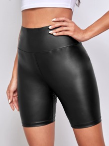 Faux Leather High-Rise Biker Shorts