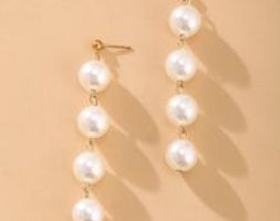 Faux Pearl Beaded Drop Earrings