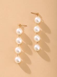 Faux Pearl Beaded Drop Earrings