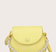 Faux Pearl Beaded Flap Satchel Bag