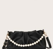 Faux Pearl Beaded Satchel Bag