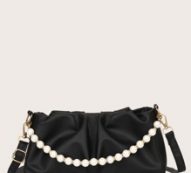 Faux Pearl Beaded Satchel Bag