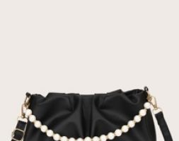Faux Pearl Beaded Satchel Bag