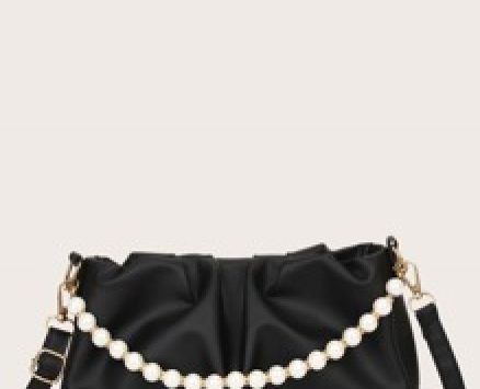 Faux Pearl Beaded Satchel Bag
