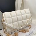 Faux Pearl Beaded Satchel Bag