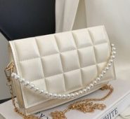 Faux Pearl Beaded Satchel Bag