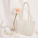 Faux Pearl Beaded Tote Bag