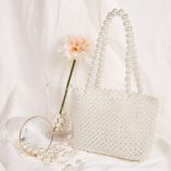 Faux Pearl Beaded Tote Bag