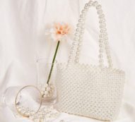 Faux Pearl Beaded Tote Bag