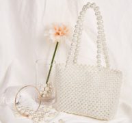 Faux Pearl Beaded Tote Bag