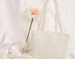 Faux Pearl Beaded Tote Bag