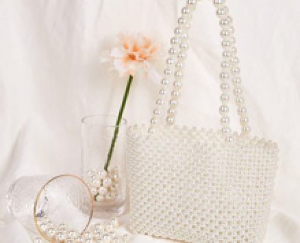 Faux Pearl Beaded Tote Bag