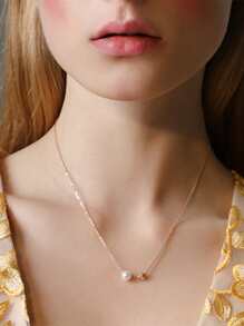 Faux Pearl Decor Chain Necklace