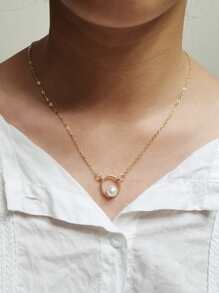 Faux Pearl Decor Chain Necklace