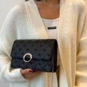 Faux Pearl Decor Flap Crossbody Bag