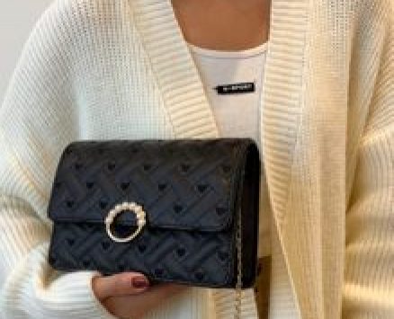 Faux Pearl Decor Flap Crossbody Bag