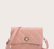 Faux Pearl Decor Flap Crossbody Bag