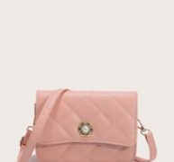 Faux Pearl Decor Flap Crossbody Bag