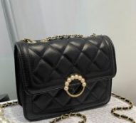 Faux Pearl Decor Flap Shoulder Bag