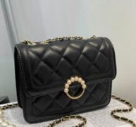 Faux Pearl Decor Flap Shoulder Bag