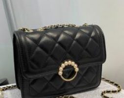 Faux Pearl Decor Flap Shoulder Bag