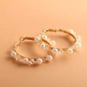 Faux Pearl Decor Hoop Earrings