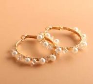 Faux Pearl Decor Hoop Earrings