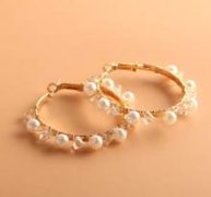 Faux Pearl Decor Hoop Earrings