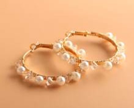 Faux Pearl Decor Hoop Earrings