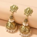 Faux Pearl Decor Jhumka Earrings