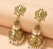 Faux Pearl Decor Jhumka Earrings