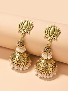 Faux Pearl Decor Jhumka Earrings