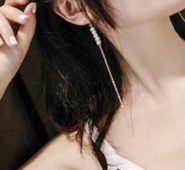Faux Pearl Detail Long Drop Earrings 1pair