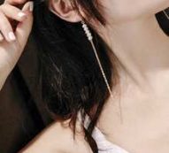 Faux Pearl Detail Long Drop Earrings 1pair