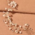 Faux Pearl Flower Decor Wedding Hair Clip