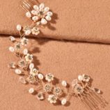 Faux Pearl Flower Decor Wedding Hair Clip