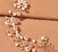 Faux Pearl Flower Decor Wedding Hair Clip