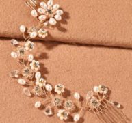 Faux Pearl Flower Decor Wedding Hair Clip