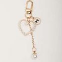 Faux Pearl Heart Charm Keychain