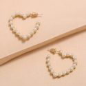 Faux Pearl Heart Earrings