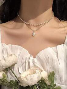 Faux Pearl Layered Necklace