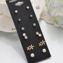 Faux Pearl Stud Earrings 6pairs