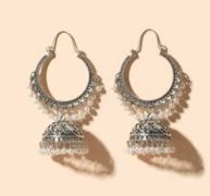 Faux Pearl Tassel Drop Jhumka Earrings