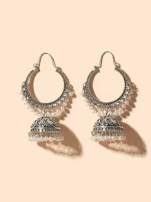 Faux Pearl Tassel Drop Jhumka Earrings