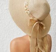 Faux Pearl & Floral Decor Straw Hat