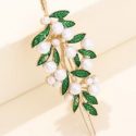 Faux Pearl & Leaf Decor Hair Clip