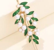 Faux Pearl & Leaf Decor Hair Clip